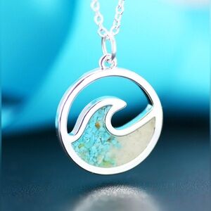 NWOT Sand Wave Gradient Necklace by Dune - Turquoise/Sterling Silver